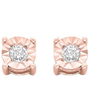 Haus of Brilliance 10k Re-gold Plated Sterling Silver 1/10ct. Tdw Round-cut Diamond Miracle-plated Stud Earrings - Pink