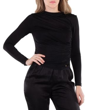 Anine Bing Ruched Jersey Texture Top - Black