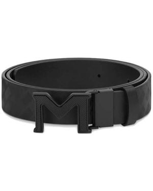 Montblanc M Buckle Extreme Reversible Leather Belt - Black