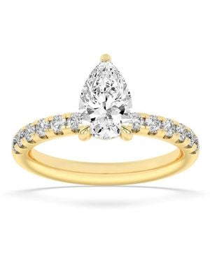 Mure And Co 2Ctw Pear Shaped Lab Grown Diamond (F/Vs) Hidden Halo Accented Ring - Metallic