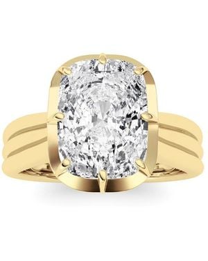 Mure And Co 3Cttw Elongated Cushion Lab Grown Diamond Fluted Shank Solitaire Ring - Metallic