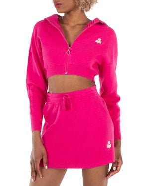 Isabel Marant Oxane Zip Cropped Cardigan - Pink