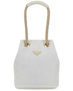 Prada Re-Nylon Mariner Bucket Bag Bianco Borse A Secchiello - White