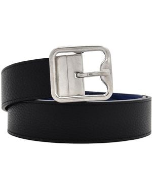 Burberry B-Buckle Reversible Leather Belt - Black