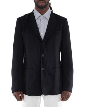 Yohji Yamamoto Strap-Detail Single-Breasted Blazer, Brand Size 3 - Black