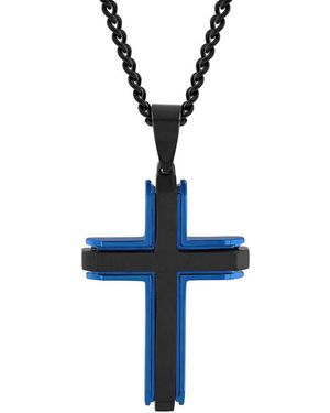 Robert Alton Stainless Steel And Cross Necklace - Blue