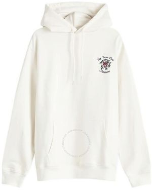 Drole de Monsieur Cream Slogan Fleurs Le Hoodie - White