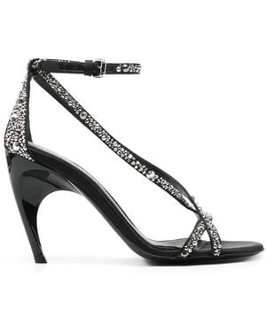 McQueen Armadillo 95 Mm Twisted Satin Sandals, Brand Size 36 Us - Black