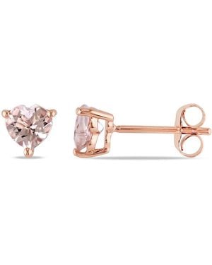 Amour Heart-Cut Morganite Solitaire Stud Earrings - Pink