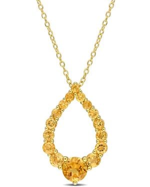 Amour 2 Ct Tgw Citrine, Madeira Citrine And Honey Citrine Graduated Open Teardrop Pendant With Chain - Metallic