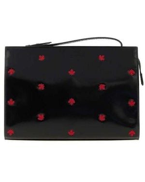 DSquared² Leather Maple Leaf Clutch M002 - Black