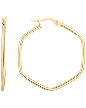 Kylie Harper Ladies 14K Hexagon Shaped Hoop Earrings - Metallic