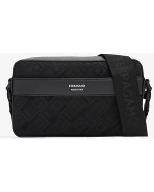 Ferragamo Monogram Compact Crossbody Bag - Black