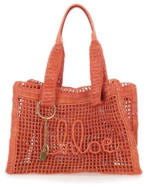 Chloé Summer Banana Tote Bag With Fuchsia Leather Details Fuxia - Red