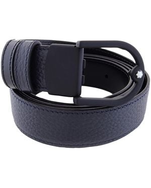 Montblanc Horseshoe 30Mm Reversible Leather Belt - Blue