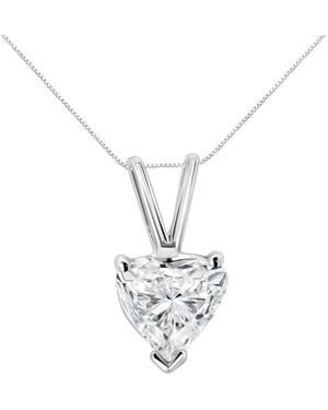 Haus of Brilliance 14k White Gold 1/5 Cttw 3-prong Set Heart Shaped Solitaire Diamond 18'' Pendant Necklace - Metallic