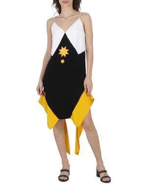 Burberry Panel-Detail Geometric Slip Dress, Brand Size 2 (Us - Black