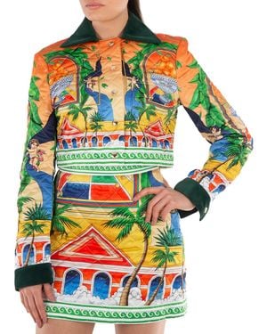 CASABLANCA Triomphe Dorange Cropped Jacket, Brand Size 36 (Us - Green