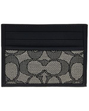 COACH Signature Jaquard Leather Card Case - Blue