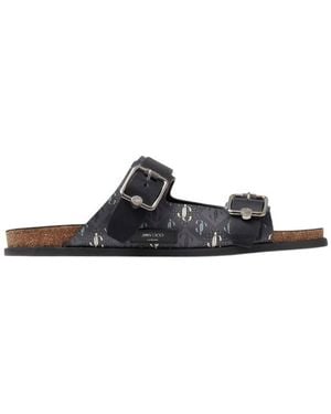 Jimmy Choo Etta City Jc Monogram Sandals, Brand Size 41 Us - Black
