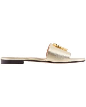 Bally Emblem-Plaque Leather Slides - Natural