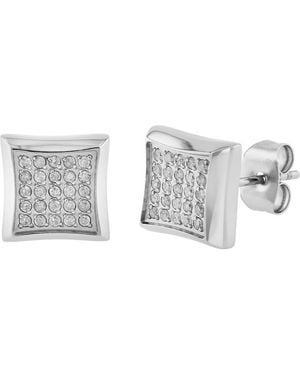 Robert Alton 1/4Ctw Diamond Stainless Steel Square Stud Earrings - Metallic