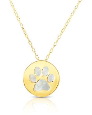 Tresorra 14K Paw Print Mother Of Pearl Necklace - Metallic