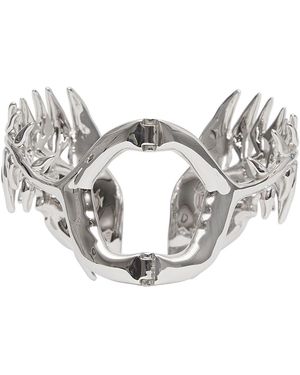 Burberry Ladies Palladium Plated Fish Bone Cuff Bracelet - Metallic