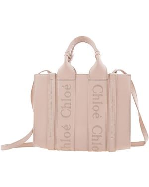 Chloé Ladies Cement Small Woody Tote Bag - Pink