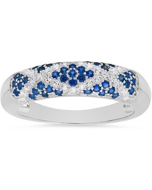 Kylie Harper Sterling Pave Sapphire X Band Ring - Blue