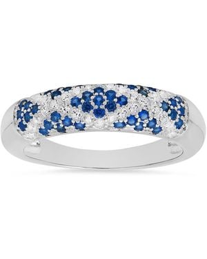 Kylie Harper Sterling Pave Sapphire X Band Ring - Blue