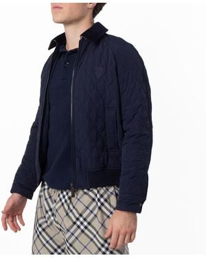 Burberry Logo-Embroidered Quilted Jacket - Blue