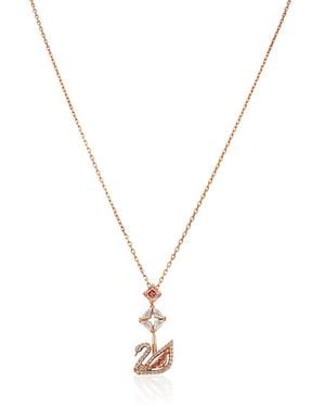 Swarovski Dazzling Swan Y Necklace, Rose- Tone Plated - Metallic