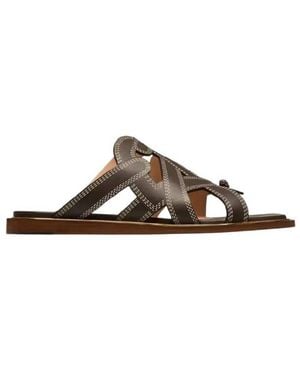 Bally Glada Leather Flat Sandals, Brand Size 36 Us - Brown