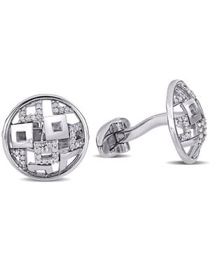 Amour 1/5 Ct Tw Diamond Lattice Cufflinks - Metallic