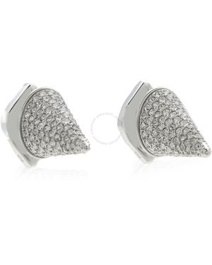 Swarovski Lucent Pierced Earrings Stud Spyke Rhodium Shiny Clear - Grey