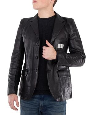 VTMNTS Barcode Leather Blazer - Black