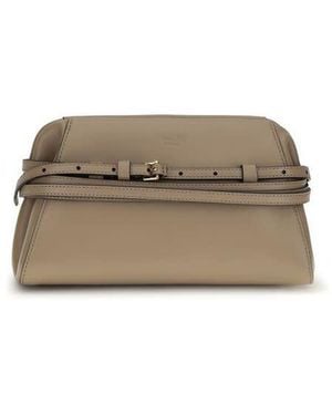 Moschino Belt-Detail Goatskin Clutch - Gray