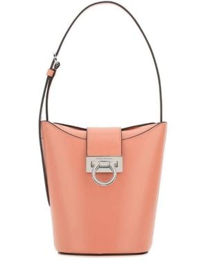 Ferragamo Trifolio Logo Engraved Shoulder Bag - Pink