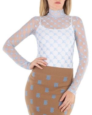 Burberry Glacier Ekd Stretch Tulle Bodysuit - White