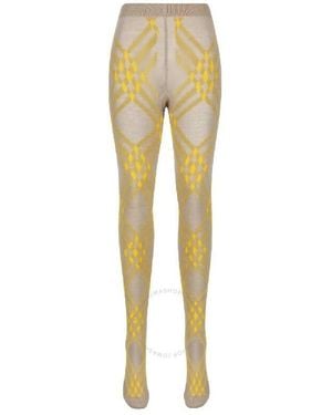 Burberry Check-Pattern Wool-Blend Tights - Yellow
