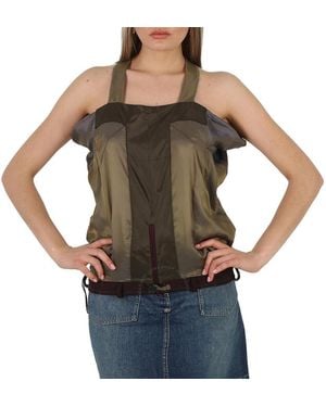 Maison Margiela Ladies Bordeaux Square-Neck Wool Top - Green