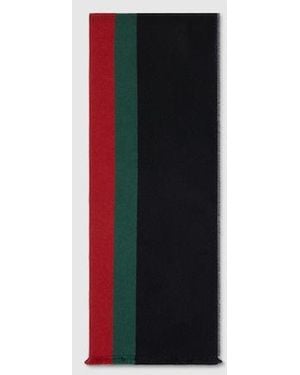 Gucci Wool Scarf With Web - Black