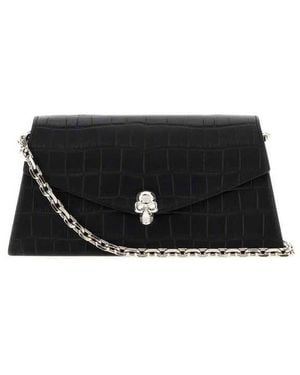 McQueen Leather Mini Skull Crossbody Bag Blacksilver Borse A Mano