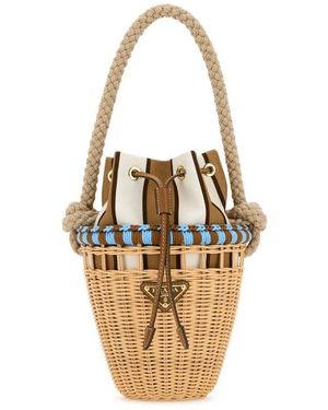 Prada Wicker Mini Bucket Bag - Metallic