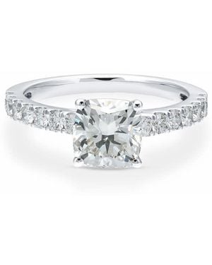 Brilliant Diamond 2 1/2 Carat Cushion Lab Grown Diamond Engagement Ring - White