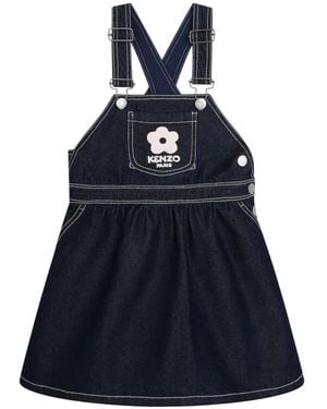 KENZO Adjustable Shoulder Strap Denim Dress - Blue