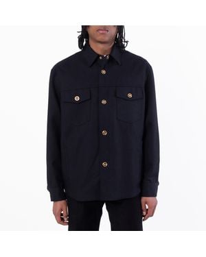 Versace Wool Cavalry Blouson Overshirt, Brand Size 46 Us - Blue