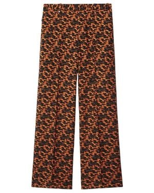Burberry Fox Pattern Wool Tailored Trousers, Brand Size 48 Waist - Brown
