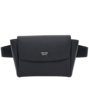 Ferragamo Hammered Calfskin Belt Bag - Black